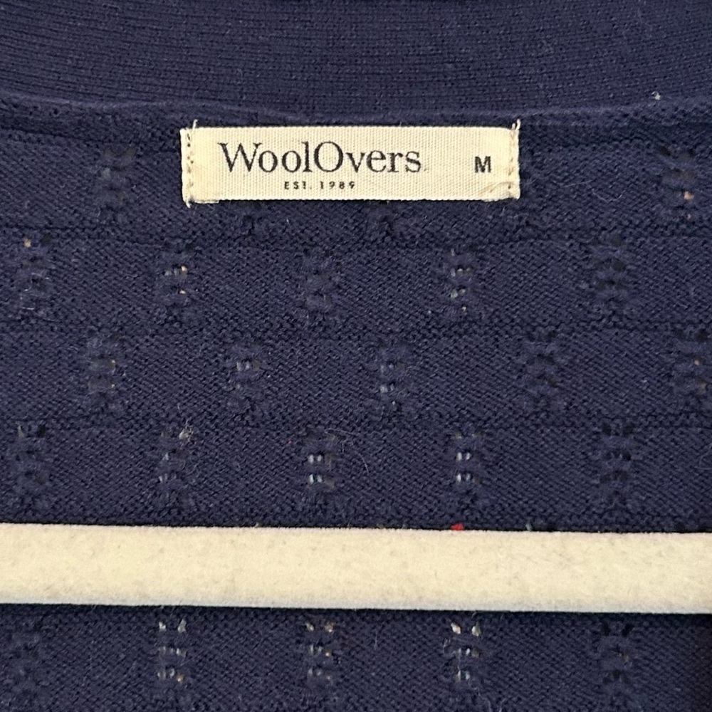 WoolOvers Open Front Navy Cardigan Short Sleeve Oversized 100% Cotton Sz Medium - Picture 3 of 8